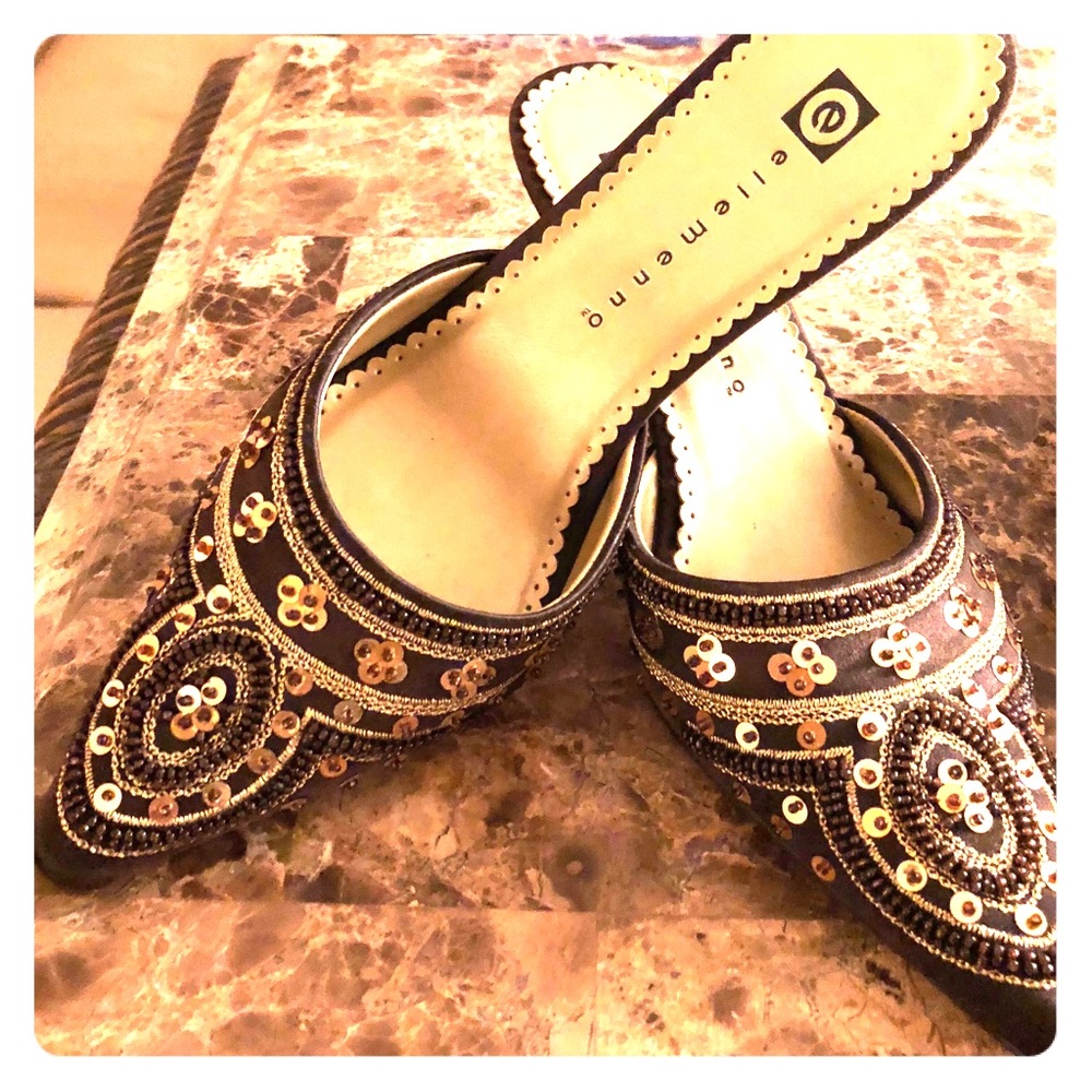 Black slip on heels